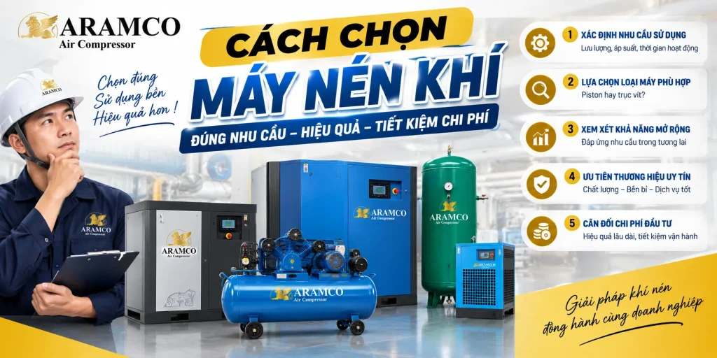 Cách chọn máy nén khí phù hợp nhu cầu sử dụng 1 banner 1