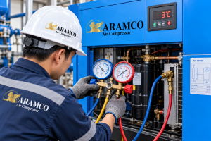 Đo áp suất gas lạnh nhằm khắc phục sự cố máy sấy khí bị đọng nước.