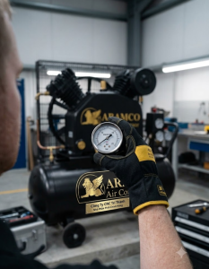 Hướng Dẫn Cách Thay Dầu Máy Nén Khí Aramco Đúng Kỹ Thuật Từ A-Z 6 BƯỚC CHI TIẾT 11 Logo máy nén khí Aramco chính hãng phân phối bởi Công Ty CNC Trí Thành.