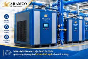 Bảo Dưỡng Máy Sấy Khí Aramco Chuẩn SEO: 4 Mẹo Tránh Sự Cố Đột Ngột 2 Máy sấy khí Aramco vận hành ổn định giúp cung cấp nguồn khí nén khô sạch cho nhà xưởng.