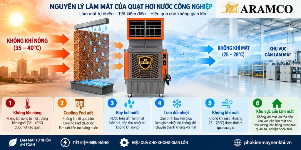 Sơ đồ nguyên lý hoạt động của Quạt Hơi Nước Công Nghiệp
